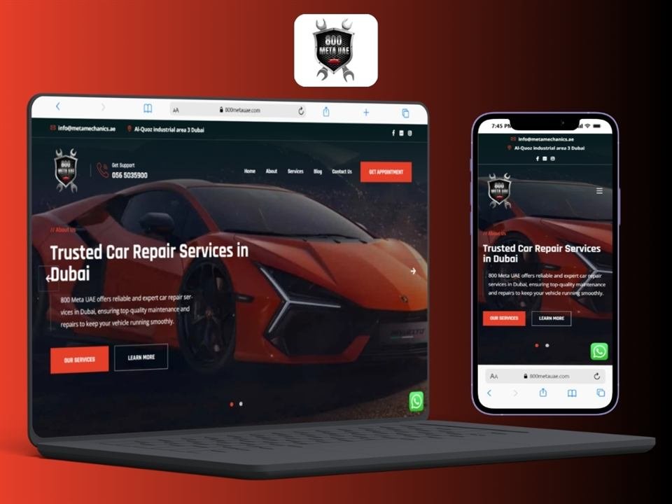 800 Meta UAE website mockup