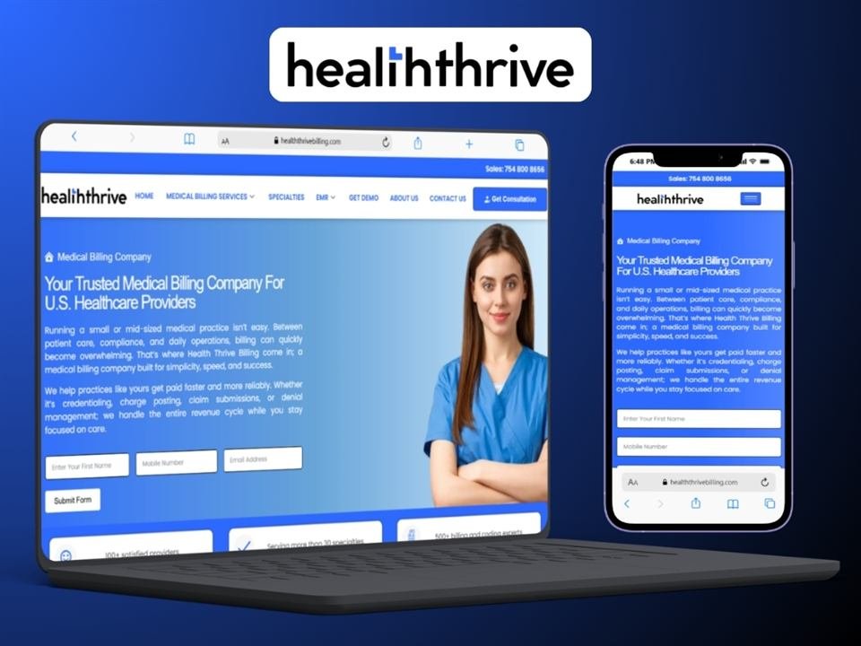 Healthcare billing website mockup