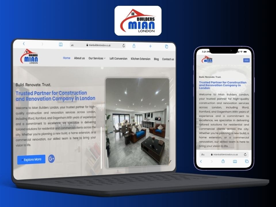 Mian Builders London website mockup